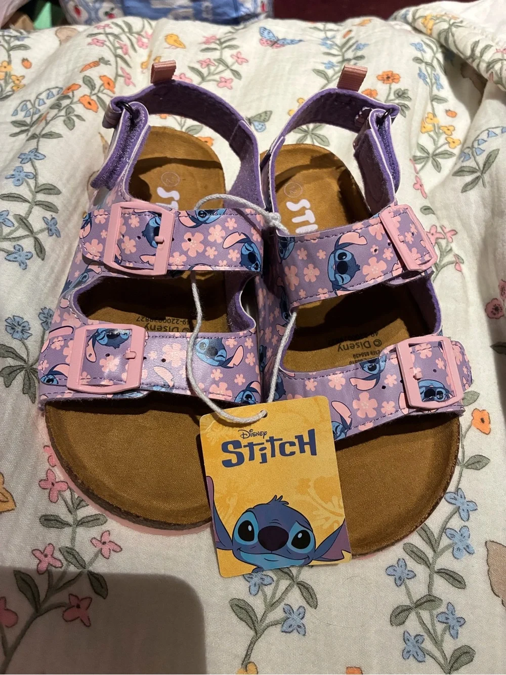 NWT Disney Purple Stitch Patterned Sandals